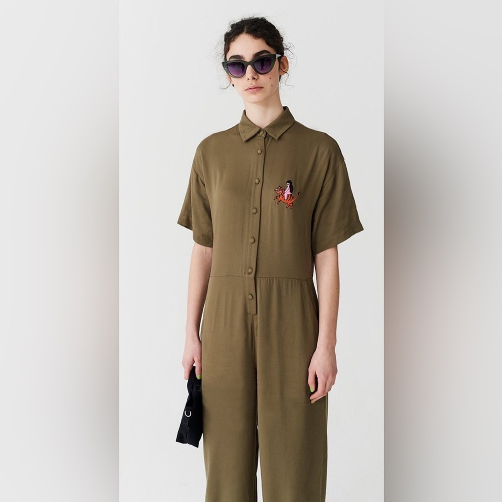 Lazy Oaf Women Nowhere Tiger Jumpsuit Khaki